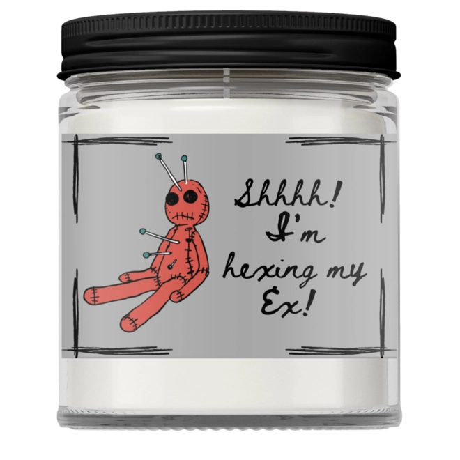 product Image for Shhhh! I’m Hexing My Ex Candle – Funny Breakup Gift, Voodoo Doll Jar Candle