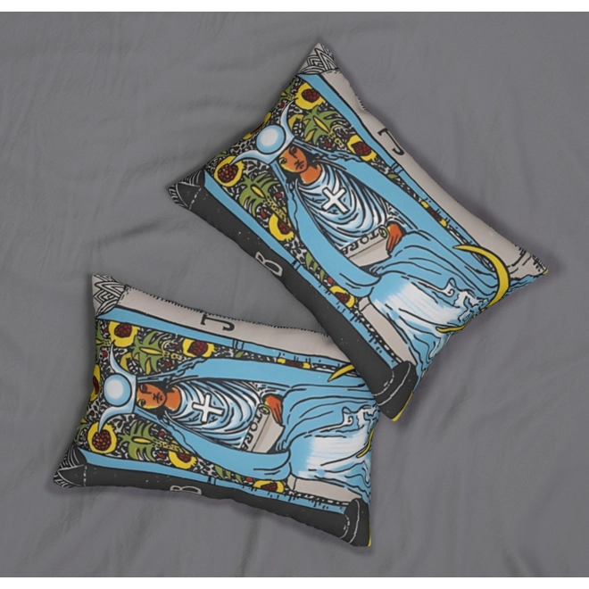 Additional Image for The High Priestess Tarot Card Pillow Double-Sided Lumbar Cushion for Intuition, Wisdom & Mystical