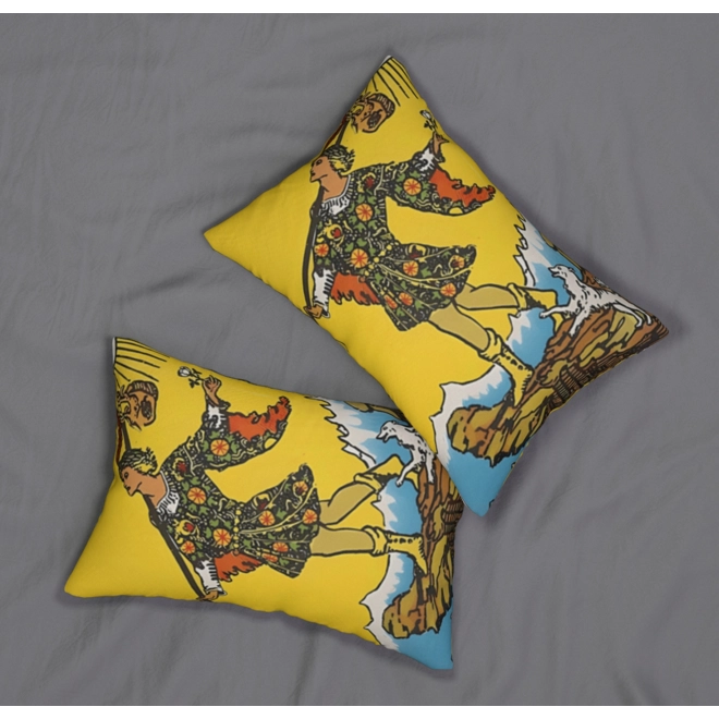 Additional Image for The Fool Tarot Card Pillow Double-Sided Lumbar Cushion for New Beginnings, Adventure & Mystical Home
