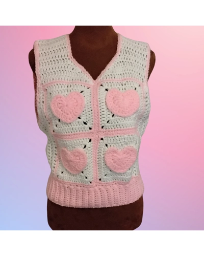 Pink and White Valentine Acrylic Heart Vest