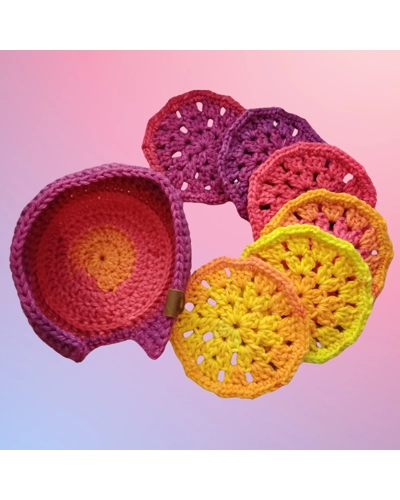 Fruity Stripe Coaster Set With Holder