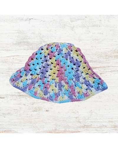 Pale Rainbow Granny Stitch Bucket Hat