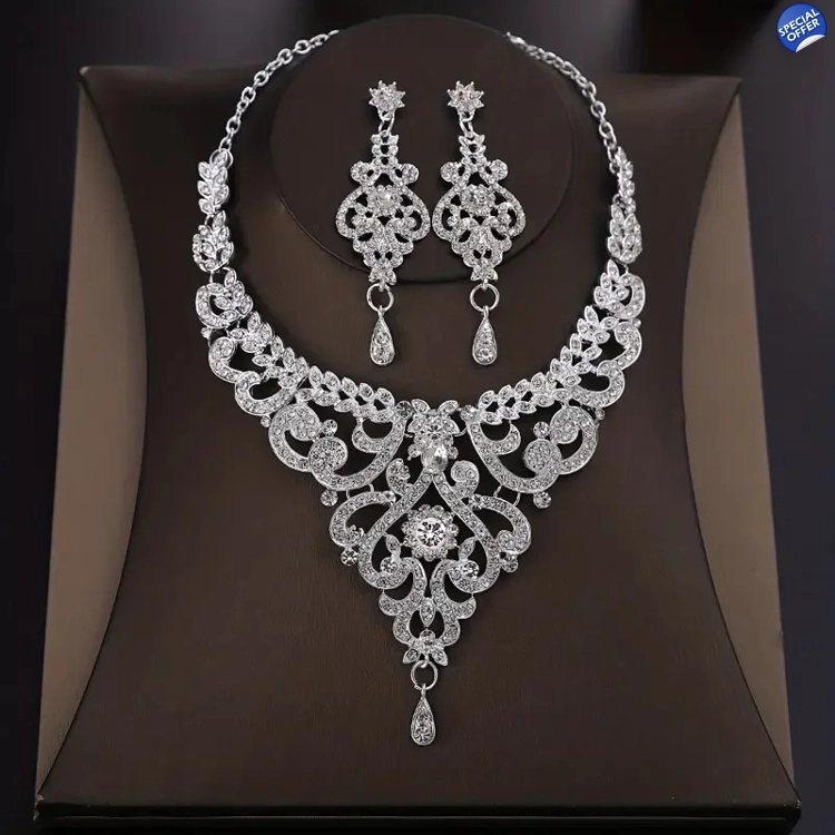 3pcs Earrings + Necklace Ele..