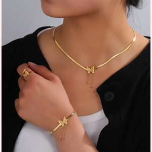 3pcs Golden-Toned Jewel..