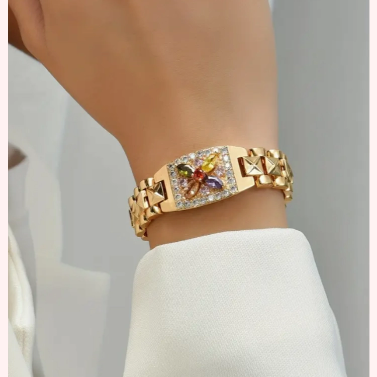 Elegant Golden-Tone Zirconia..