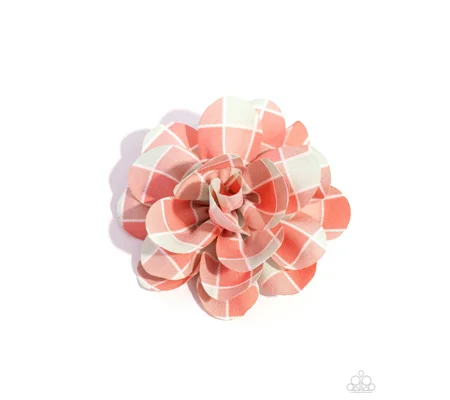 Gingham Garden Hair Clip - Orange