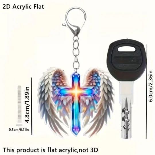 Angel Wings & Cross Keychain
