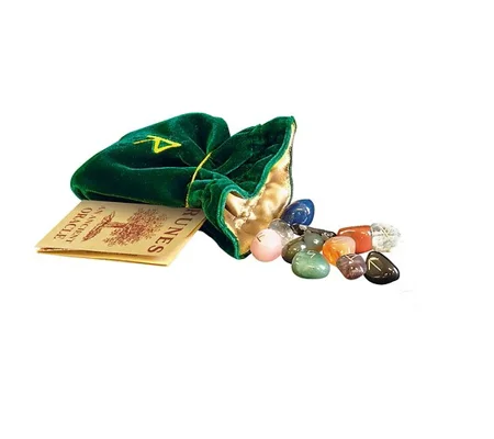 Gemstone Runes Set in Velvet Pouch