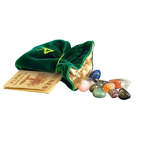 Gemstone Runes Set in Velvet Pouch