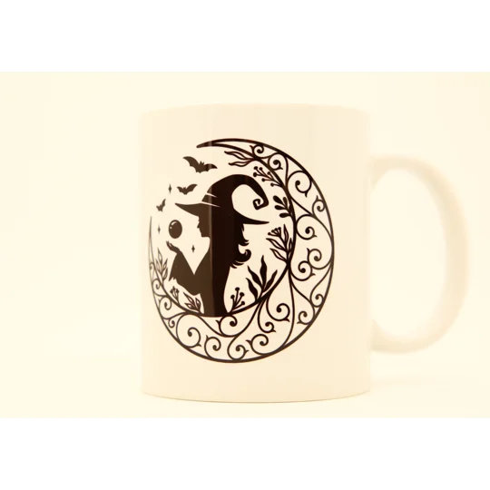 Ceramic Mug - Witch and Moon Design