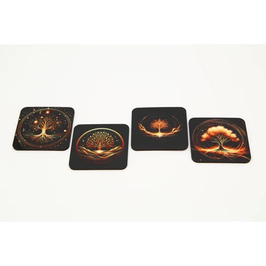 Mystical Golden Tree Coasters - Set of 4