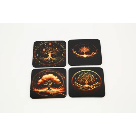 Mystical Golden Tree Coasters - Set of 4