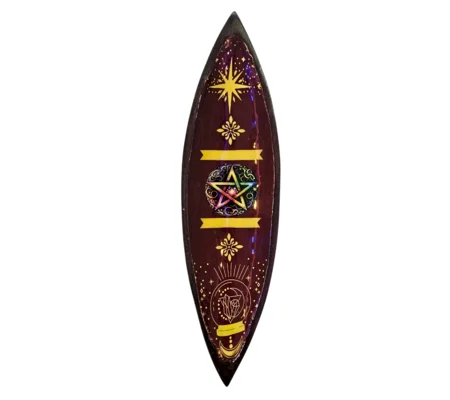 Pentagram - Enamel Mango Wood Incense Holder