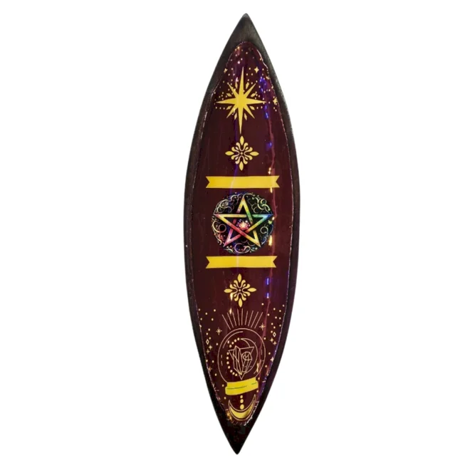 Additional Image for Pentagram - Enamel Mango Wood Incense Holder