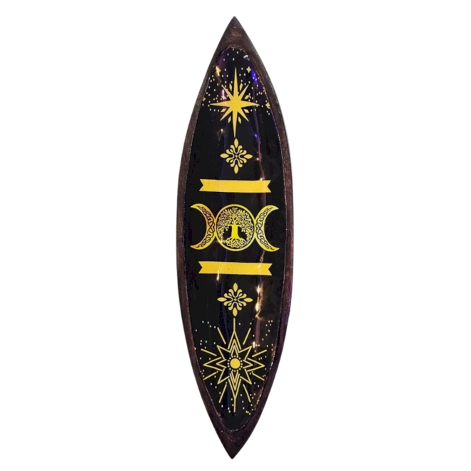 product Image for Triple Moon - Enamel Mango Wood Incense Holder