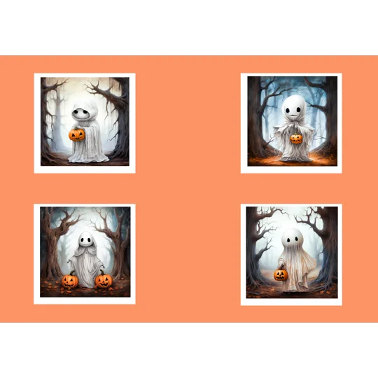 Ghosts and Pumpkins Printed Halloween Cards