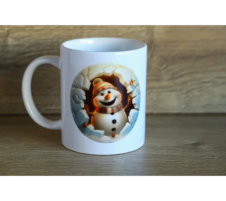 Printed Christmas Snowman Breakthrough Ceramic Mug