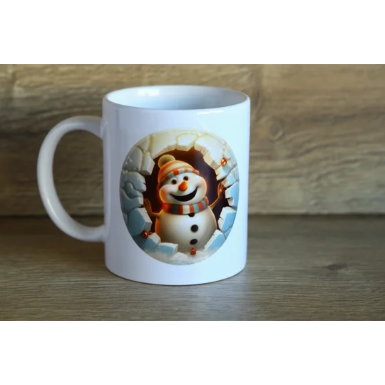 Printed Christmas Snowman Breakthrough Ceramic Mug