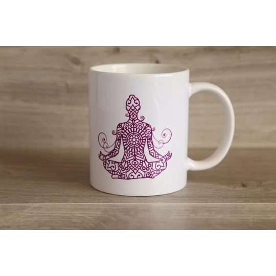 Printed Ceramic Mug With Yoga Design