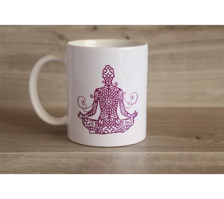Printed Ceramic Mug With Yoga Design