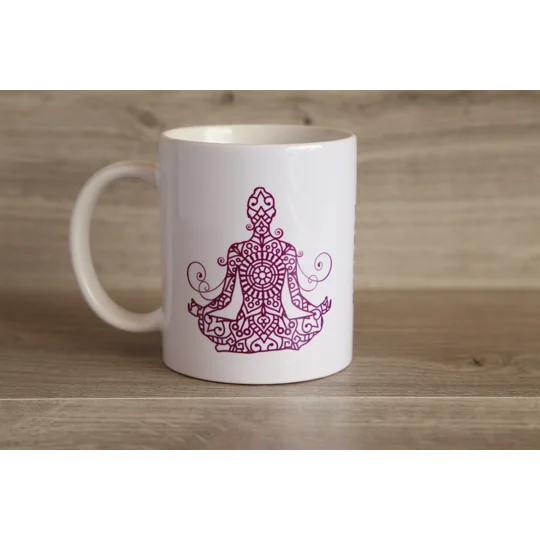 Printed Ceramic Mug With Yoga Design