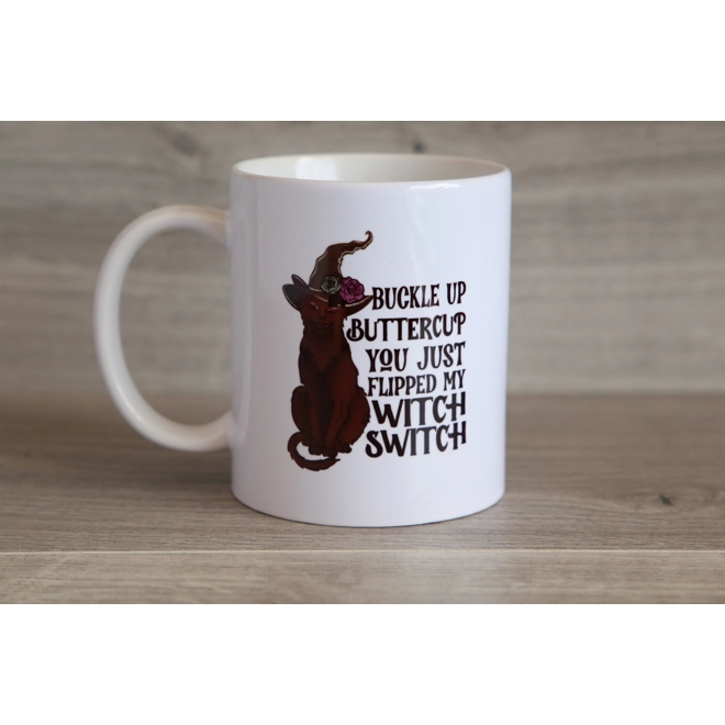 Additional Image for Printed Ceramic Mug With Witch's Cat Design and Funny Saying