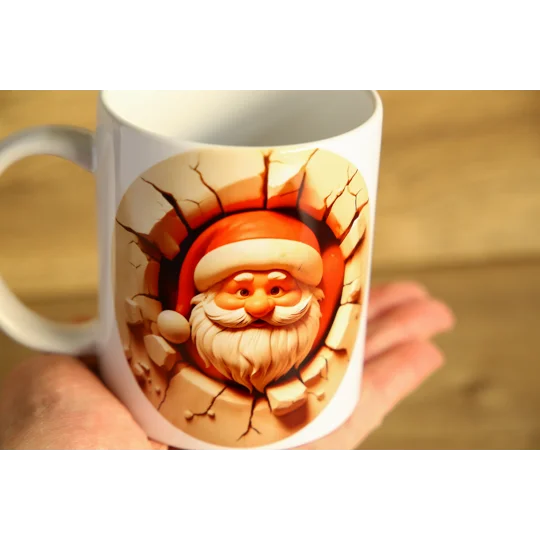 Printed Christmas Santa Breakthrough Ceramic Mug