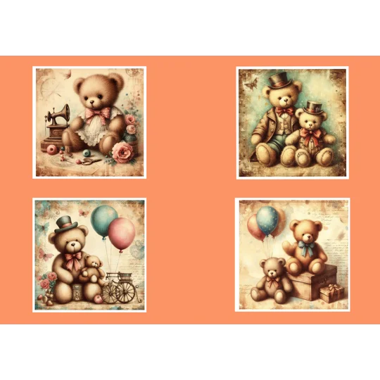 Teddies Greeting Cards - Pack of 4.