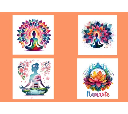 Celestial Yoga Greeting Cards Pack of 4.
