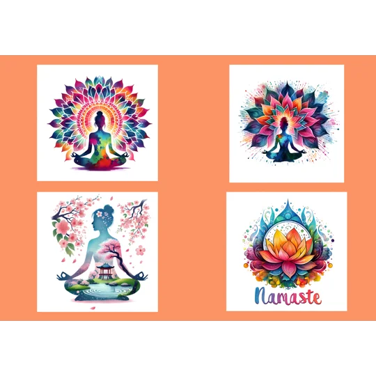 Celestial Yoga Greeting Cards Pack of 4.