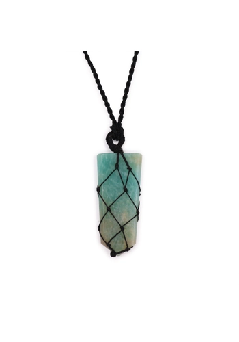 Laced Gemstone Flat Point Pendant - Amazonite