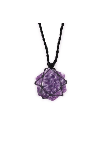 Laced Gemstone Hexagon Pendant - Lepidolite