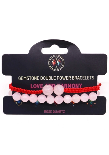 Gemstone Double Power Bracelets- Rose Quartz