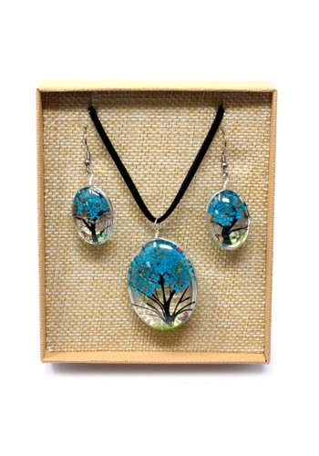 Pressed Flowers - Tree of Life set - Teal