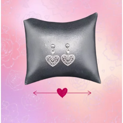 Hollow Filigree Heart Studded Earrings
