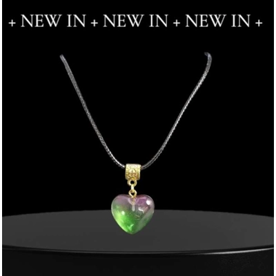 Green Gradient Heart Stone Necklace Green Gradient Heart Stone Necklace