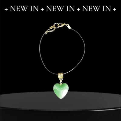 Jade Heart Stone Bracelet - Gold Jade Heart Stone Bracelet - Gold