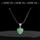 Jade Heart Stone Necklace - Silver