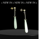 Jade Tear Drop Studded Dangling Earrings - Gold
