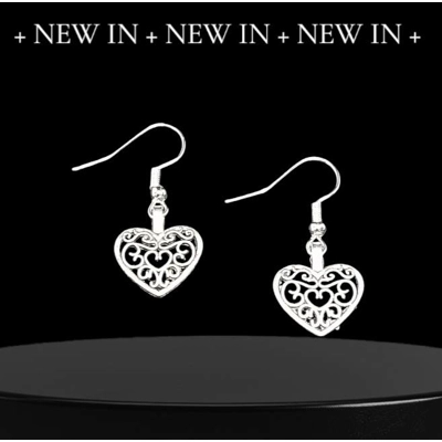 Hollow Filigree Heart Hook Earrings