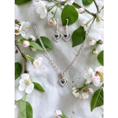 Eternity Heart Sapphire Cable Chain Parure