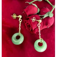 Jade Pendant Studded Dangling Ear..