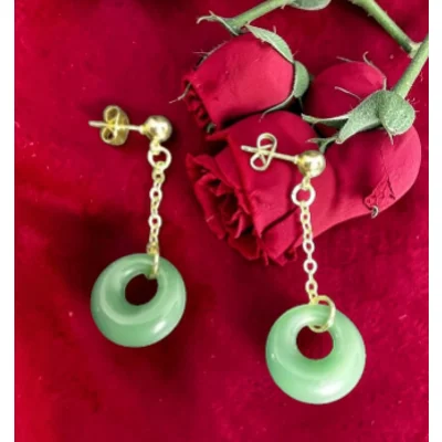 Jade Pendant Studded Dangling Earrings