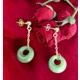 Jade Pendant Studded Dangling Earrings