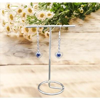 Eternity Heart Sapphire Hook Earrings