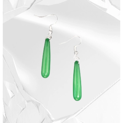 Emerald Glow Glass Jade Earrings