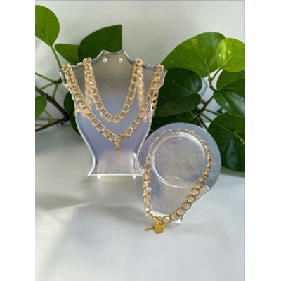 Gold Cubin Chain Jewelry Parure