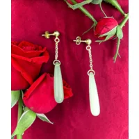 Jade Water Drop Studded Dangling ..