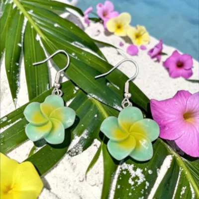 Green Frangipani Earrings