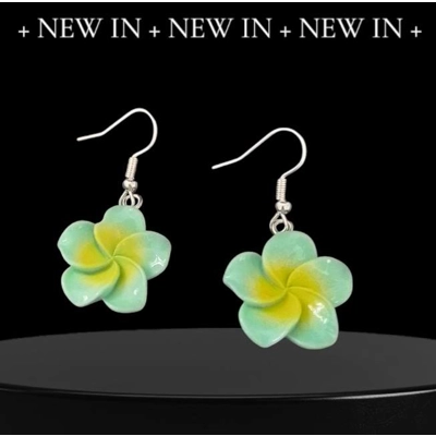 Green Frangipani Earrings Green Frangipani Earrings